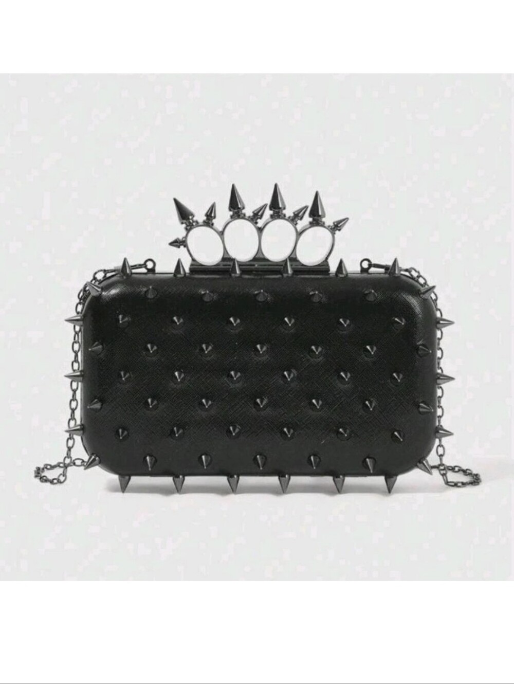 Black Spiked Knuckle Clutch chain Bag